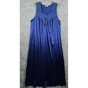 Vanity Fair - Nightgown Lace Trim Sleeveless Lingerie Sleepwear‎ Blue - Womens M